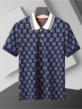 Gucci Navy and White GG Jacquard Polo